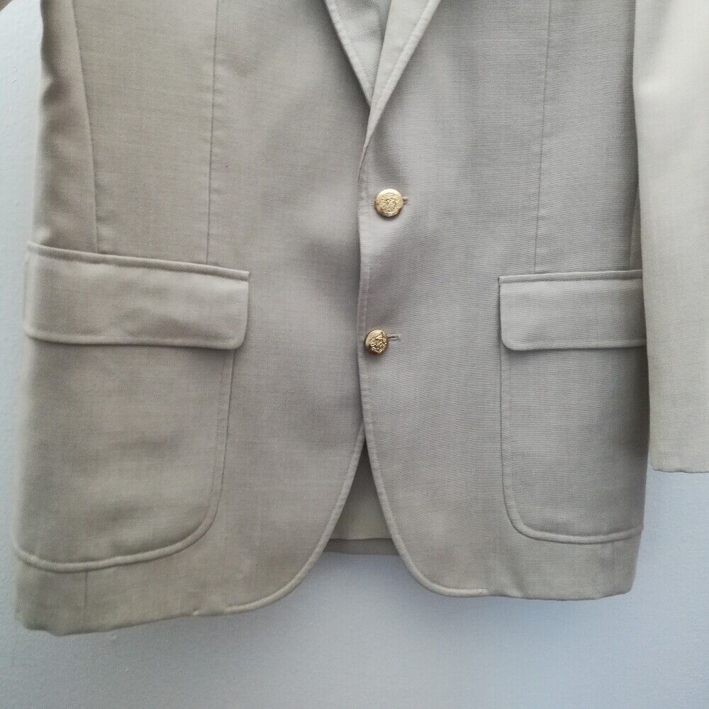 John Alexander Beige Convertible Collar 5 pocket 2-Button Suit Jacket - Picture 5 of 12